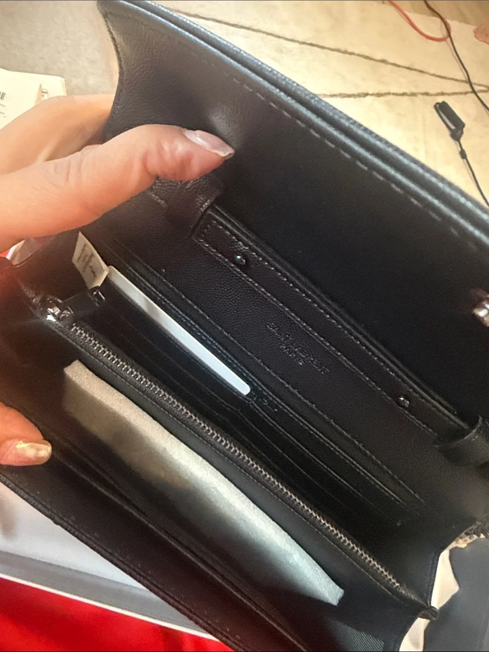 Saint Laurent Black Quilted Leather Clutch Wallet with YSL Logo
